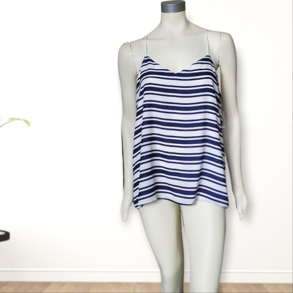 Express Racer Keyhole Back Striped Top Size Large